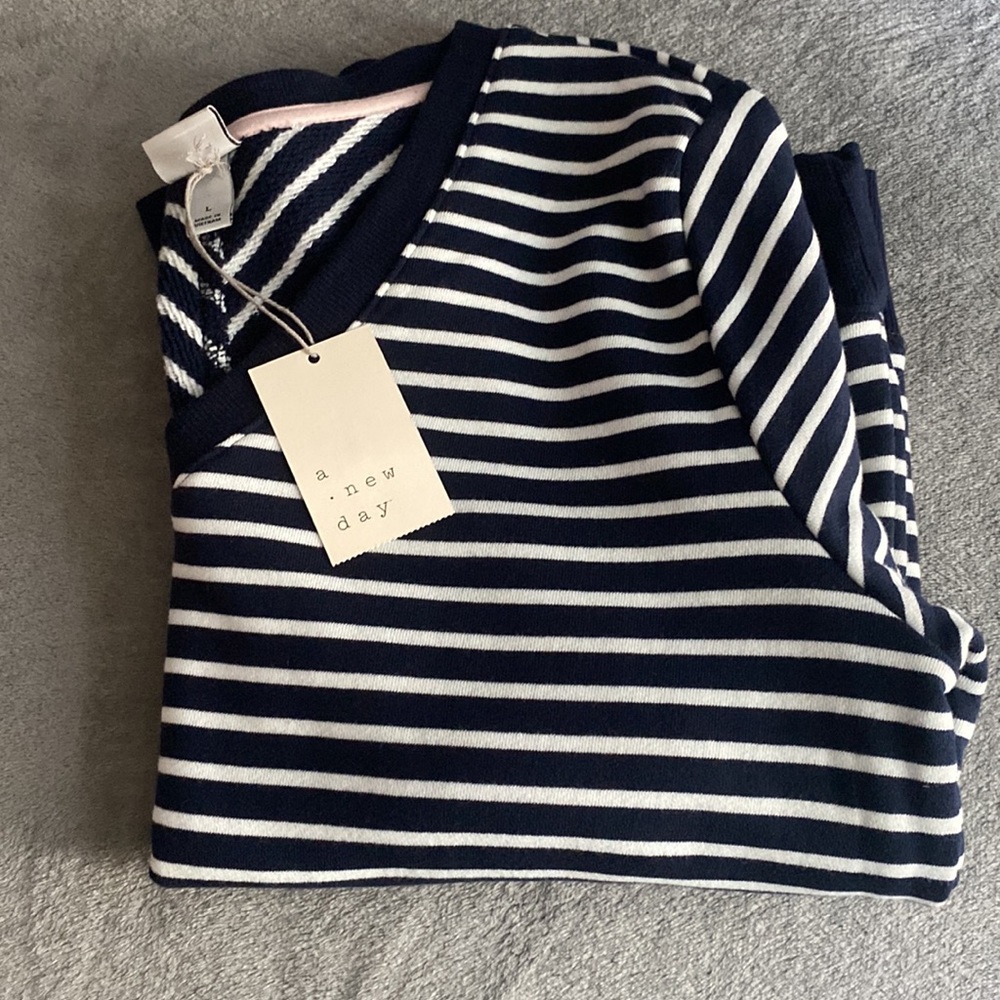 A New Day Women’s Striped V-Neck Sweater - Picture 9 of 10